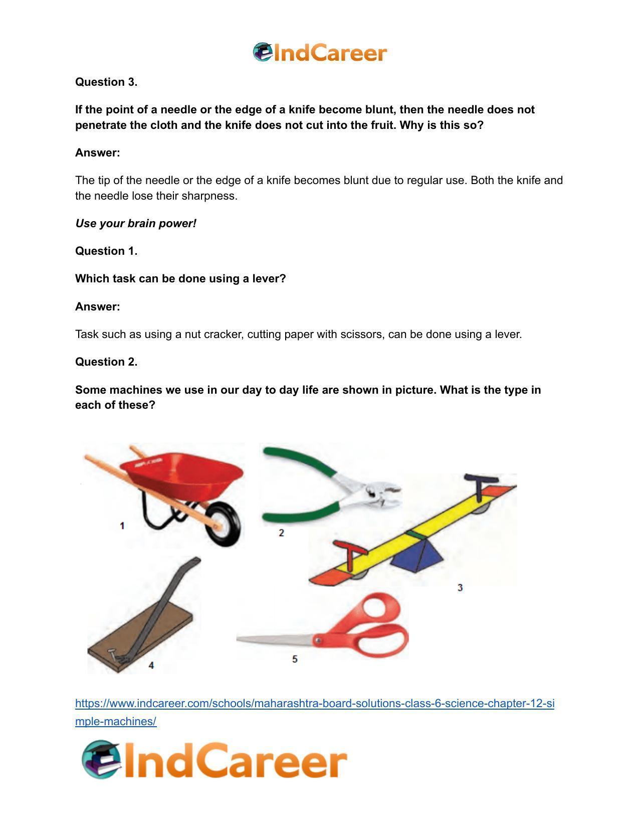 Maharashtra Board Solutions Class 6-Science: Chapter 12- Simple Machines - Page 26