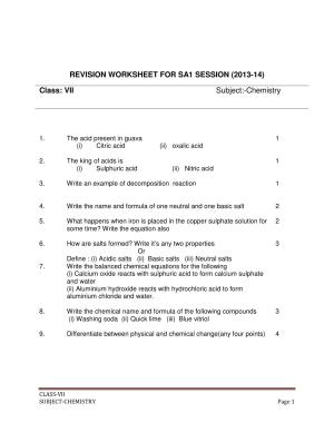 CBSE Worksheets for Class 7 Science Chemistry Assignment