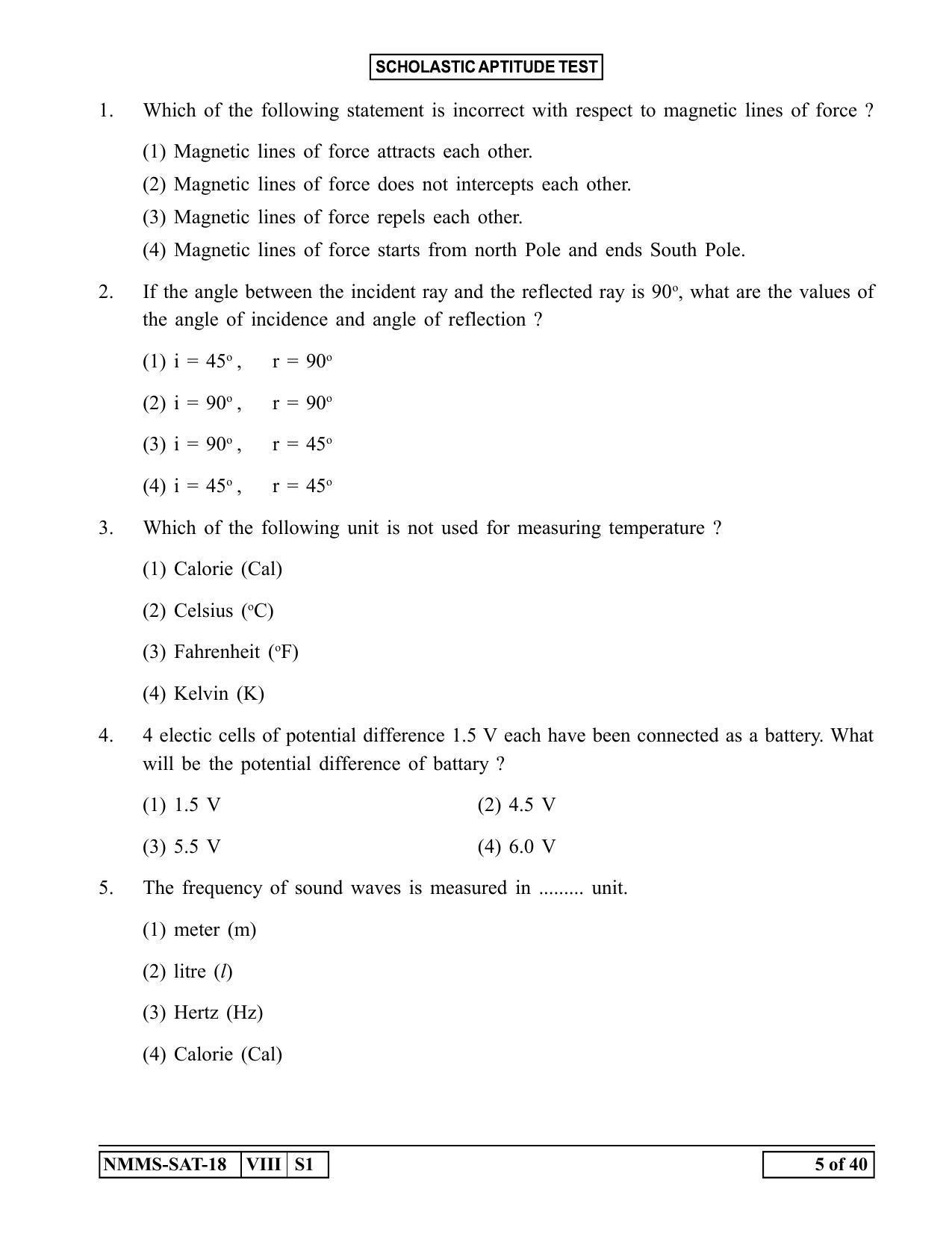 SAT MARATHI 2018-19 Class 8 Maharashtra NMMS Question Papers - Page 5
