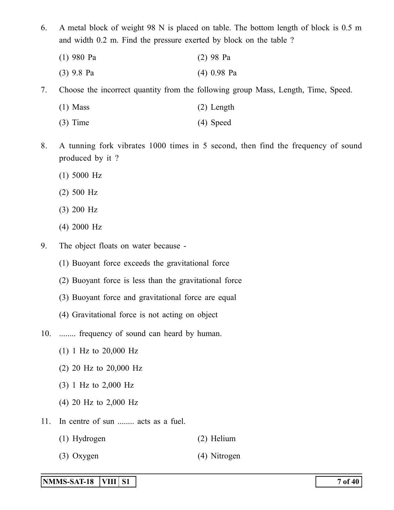 SAT MARATHI 2018-19 Class 8 Maharashtra NMMS Question Papers - Page 7