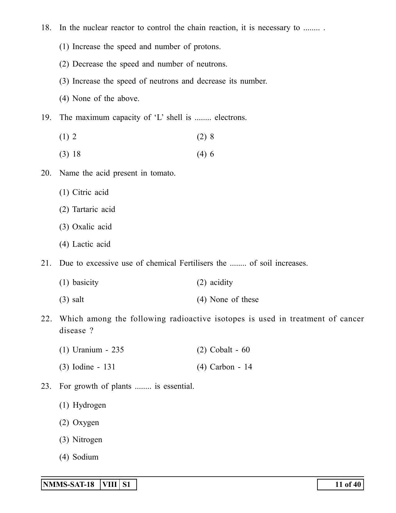 SAT MARATHI 2018-19 Class 8 Maharashtra NMMS Question Papers - Page 11