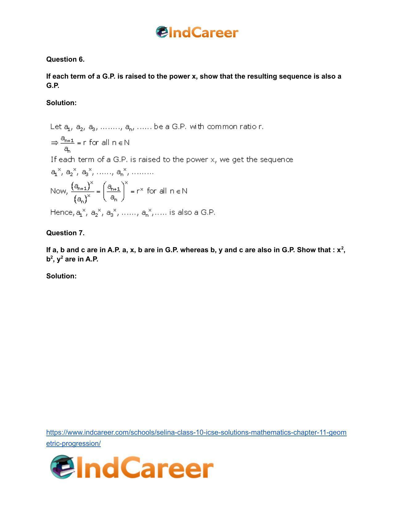 Selina Class 10 ICSE Solutions Mathematics : Chapter 11- Geometric Progression - Page 23