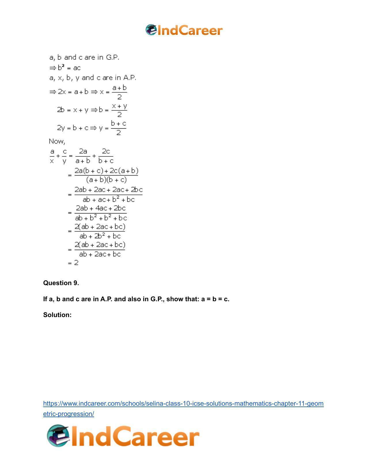Selina Class 10 ICSE Solutions Mathematics : Chapter 11- Geometric Progression - Page 26