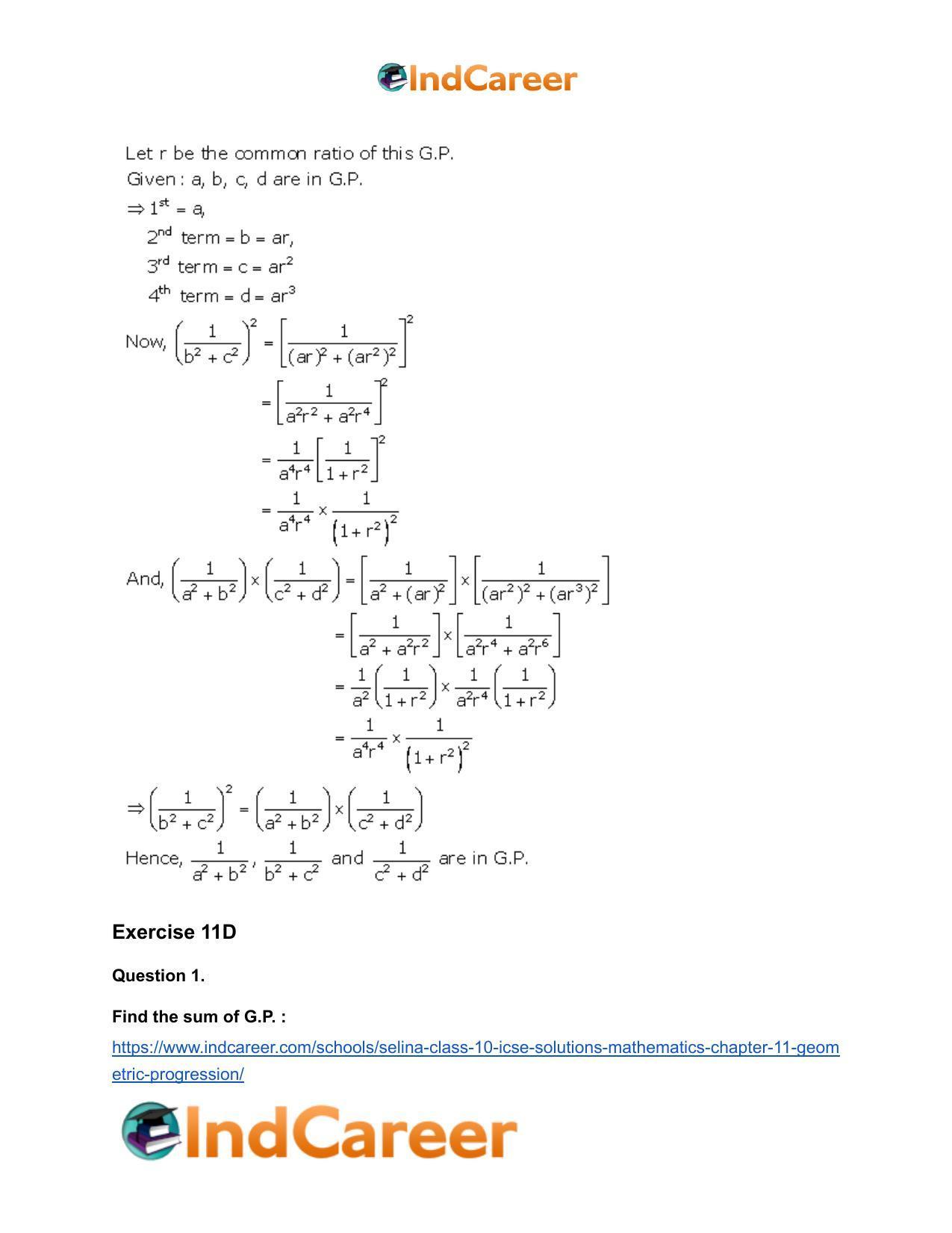 Selina Class 10 ICSE Solutions Mathematics : Chapter 11- Geometric Progression - Page 30