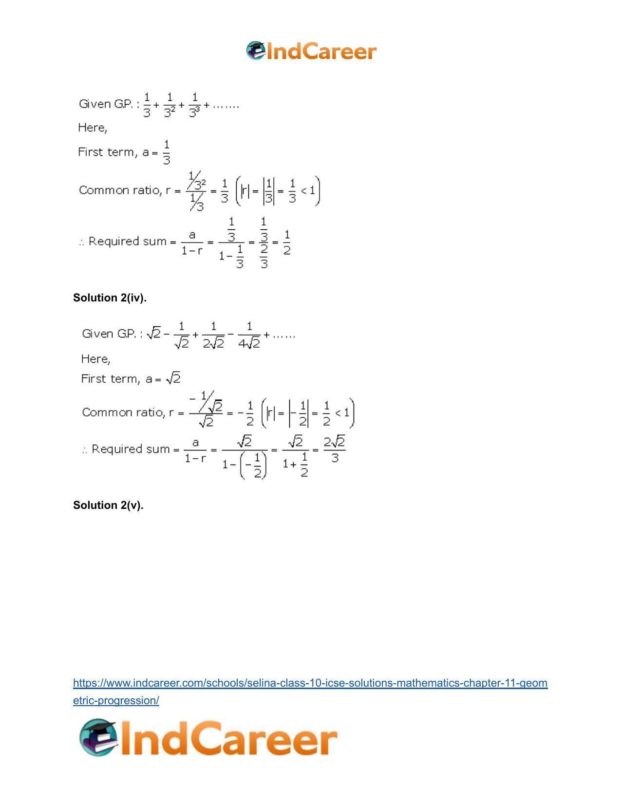 Selina Class 10 ICSE Solutions Mathematics : Chapter 11- Geometric Progression - Page 55