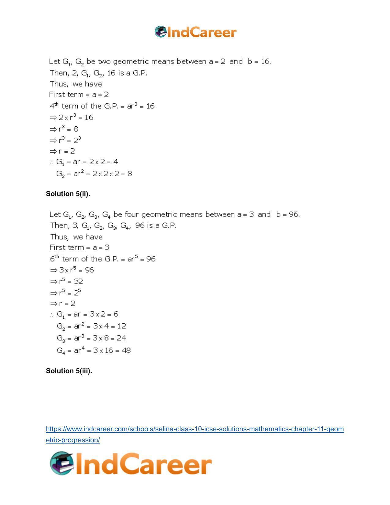 Selina Class 10 ICSE Solutions Mathematics : Chapter 11- Geometric Progression - Page 59