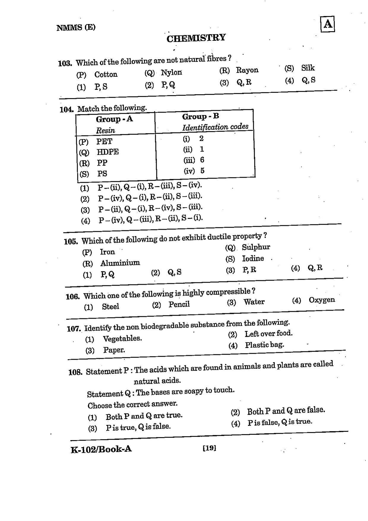 NMMS Question Papers March 2022 (English Medium) - Page 19