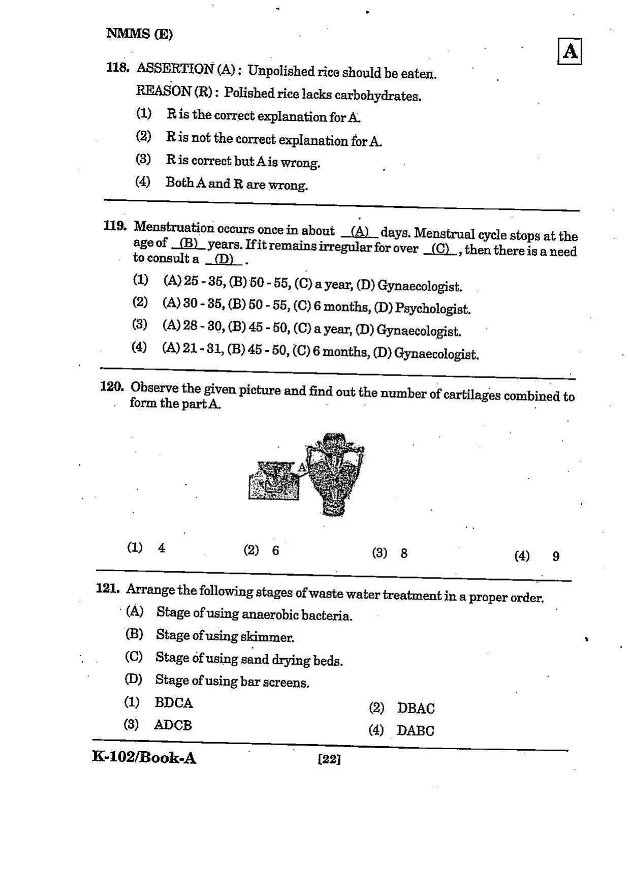 NMMS Question Papers March 2022 (English Medium) - Page 22
