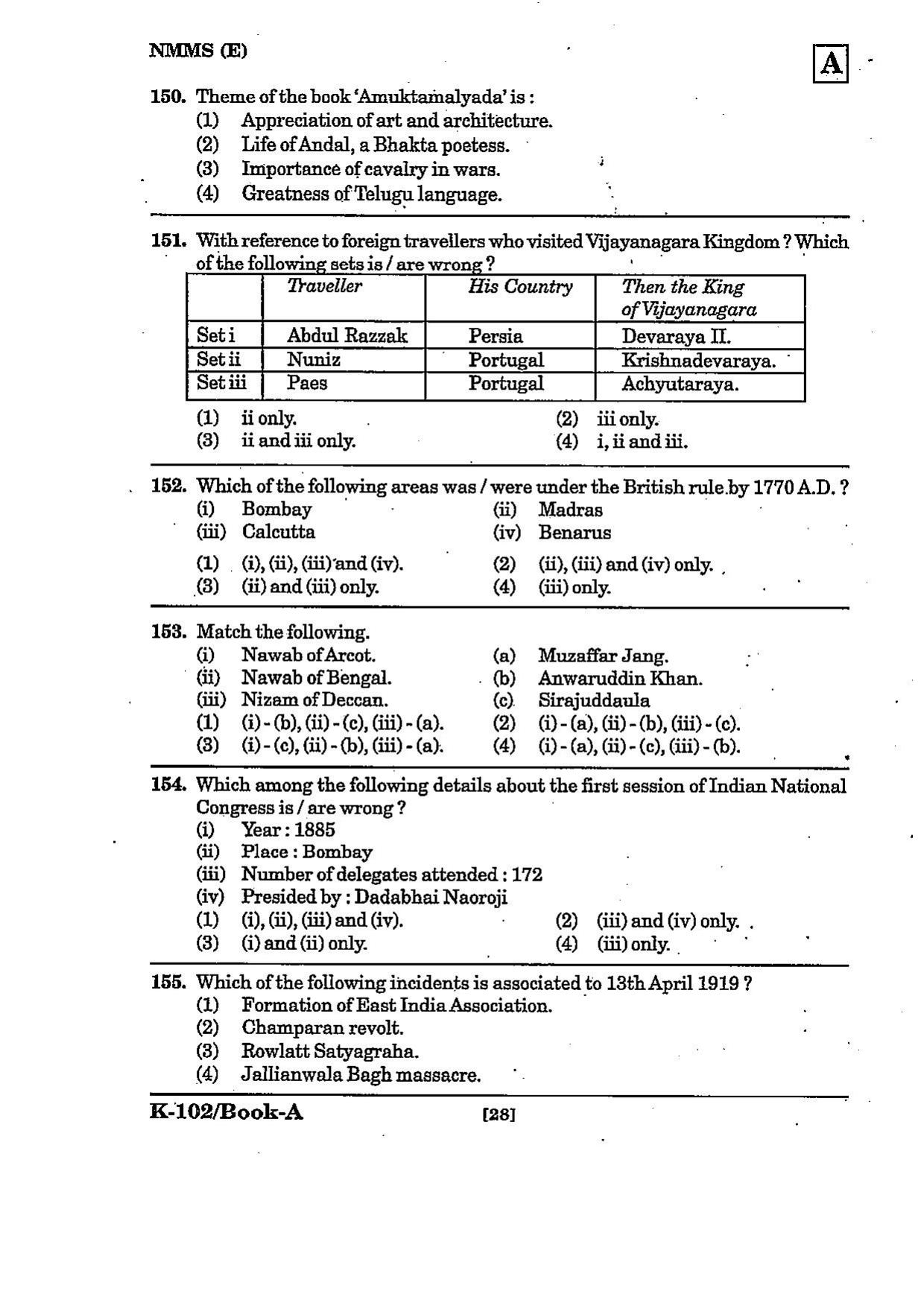 NMMS Question Papers March 2022 (English Medium) - Page 28