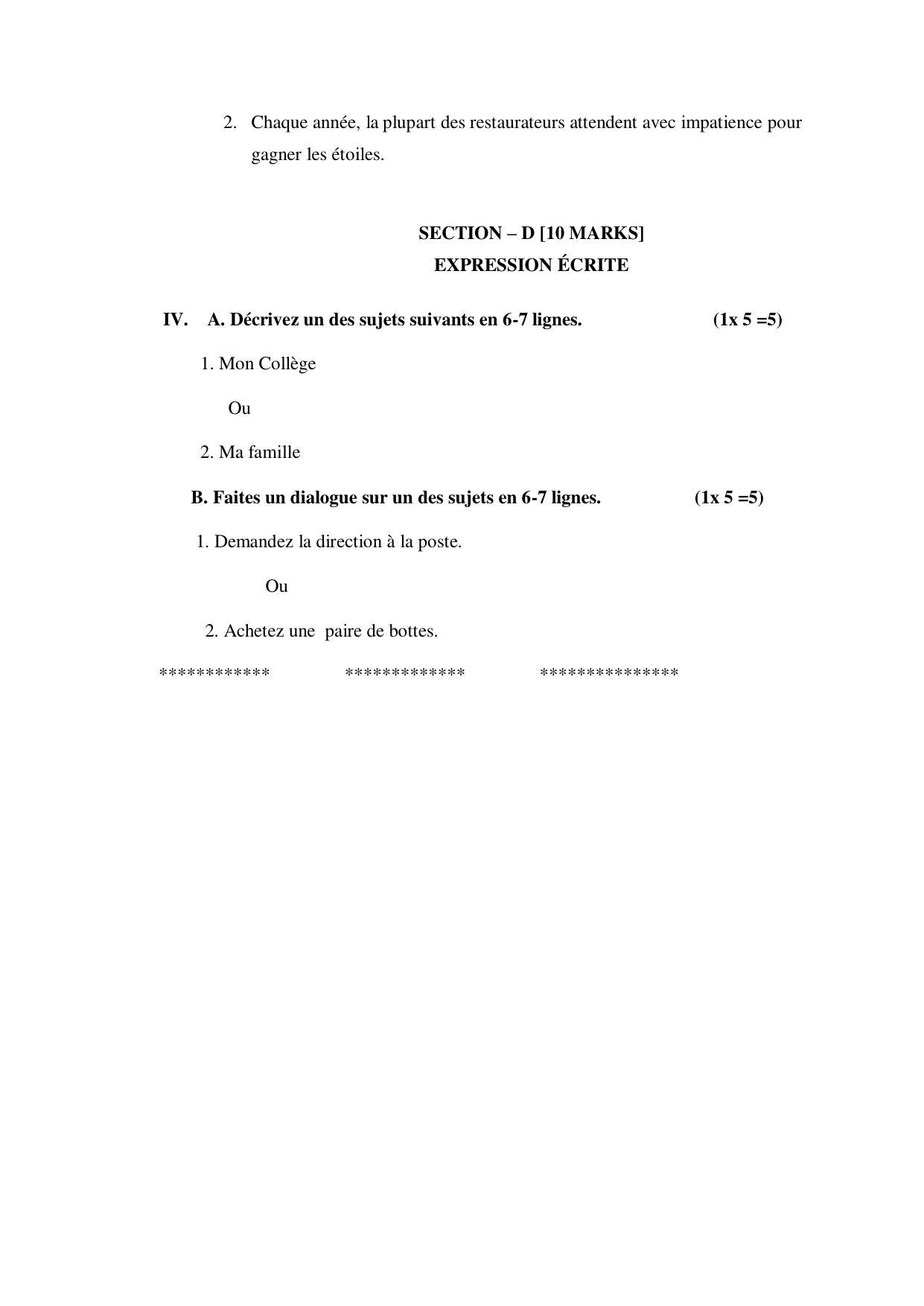 Karnataka 1st PUC FRENCH Model Question Paper - Page 6