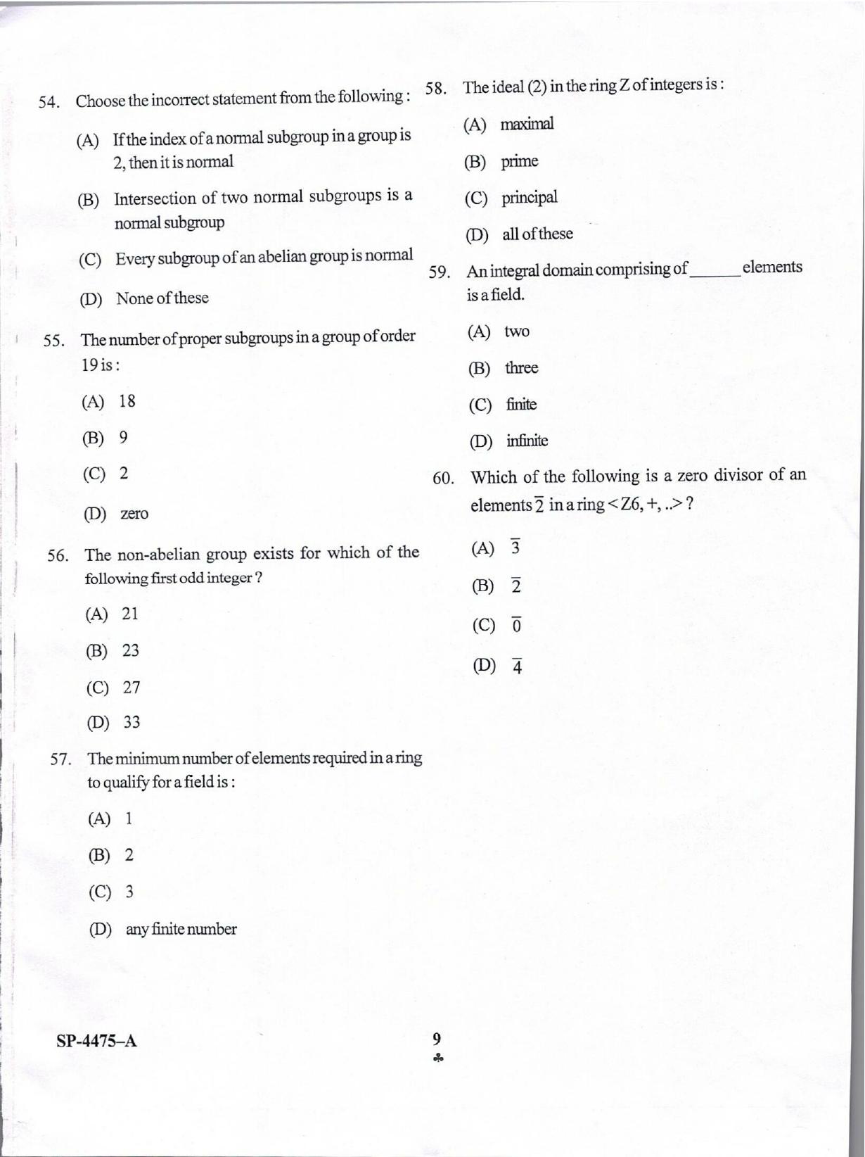 KUET 2024 M.A. Statistics Question Paper - Page 9