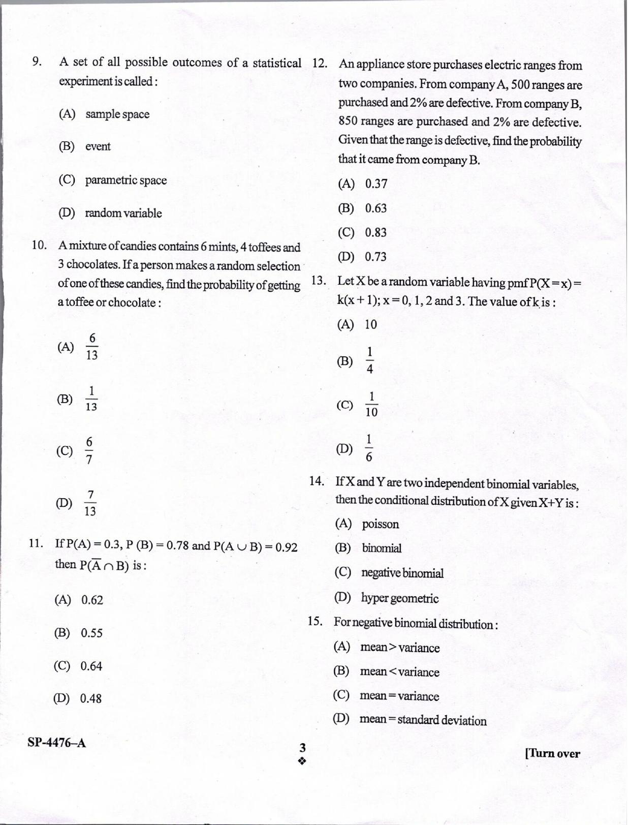 KUET 2024 M.A. Statistics Question Paper - Page 12