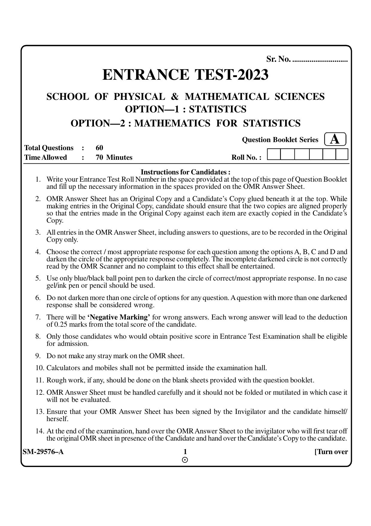 KUET 2024 M.A. Statistics Question Paper - Page 19
