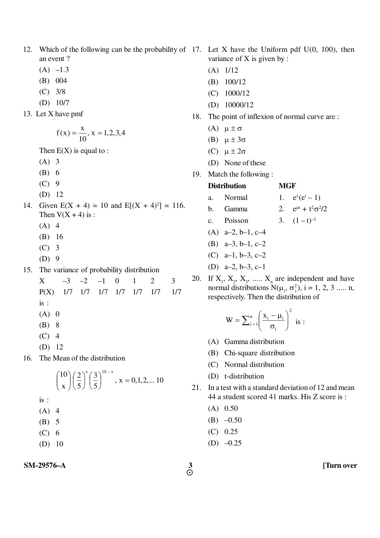 KUET 2024 M.A. Statistics Question Paper - Page 21