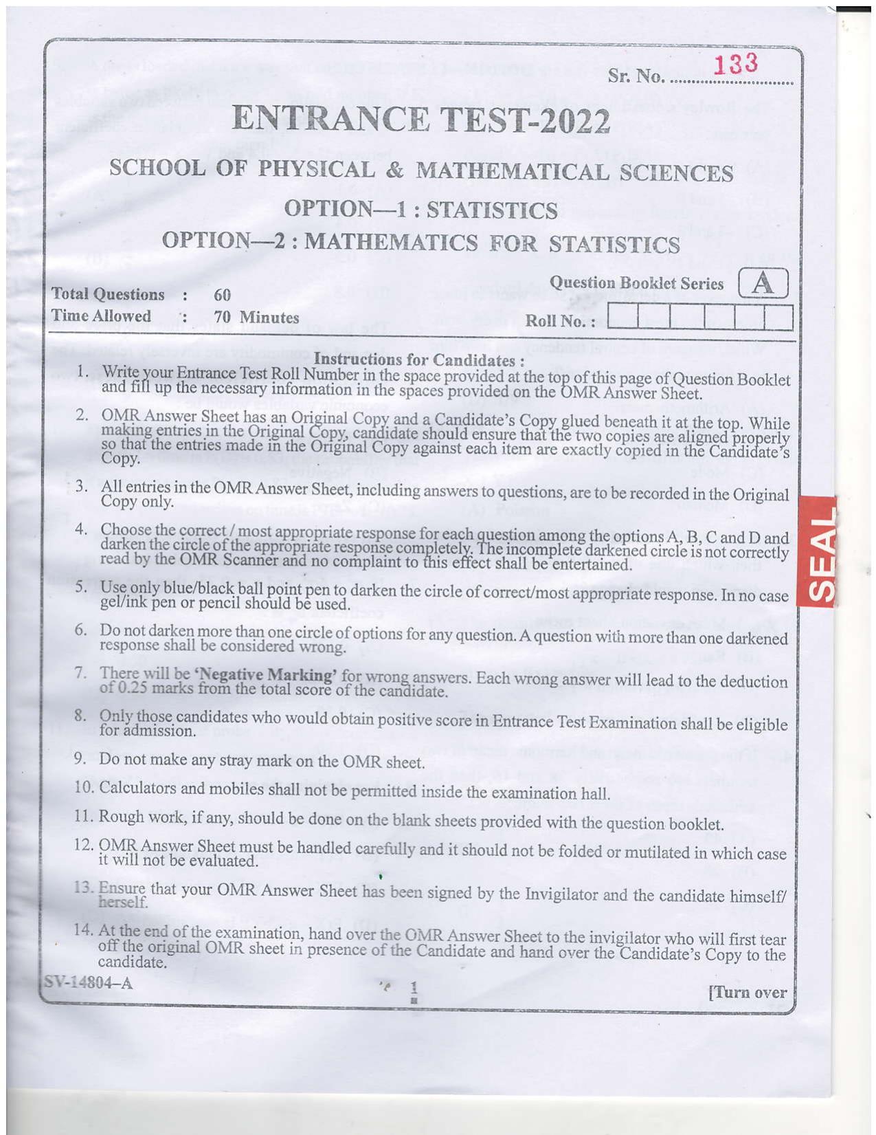 KUET 2024 M.A. Statistics Question Paper - Page 35