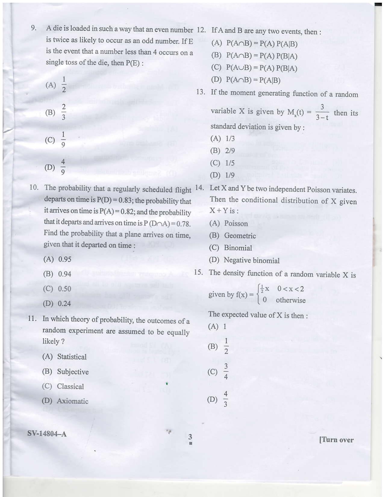 KUET 2024 M.A. Statistics Question Paper - Page 37