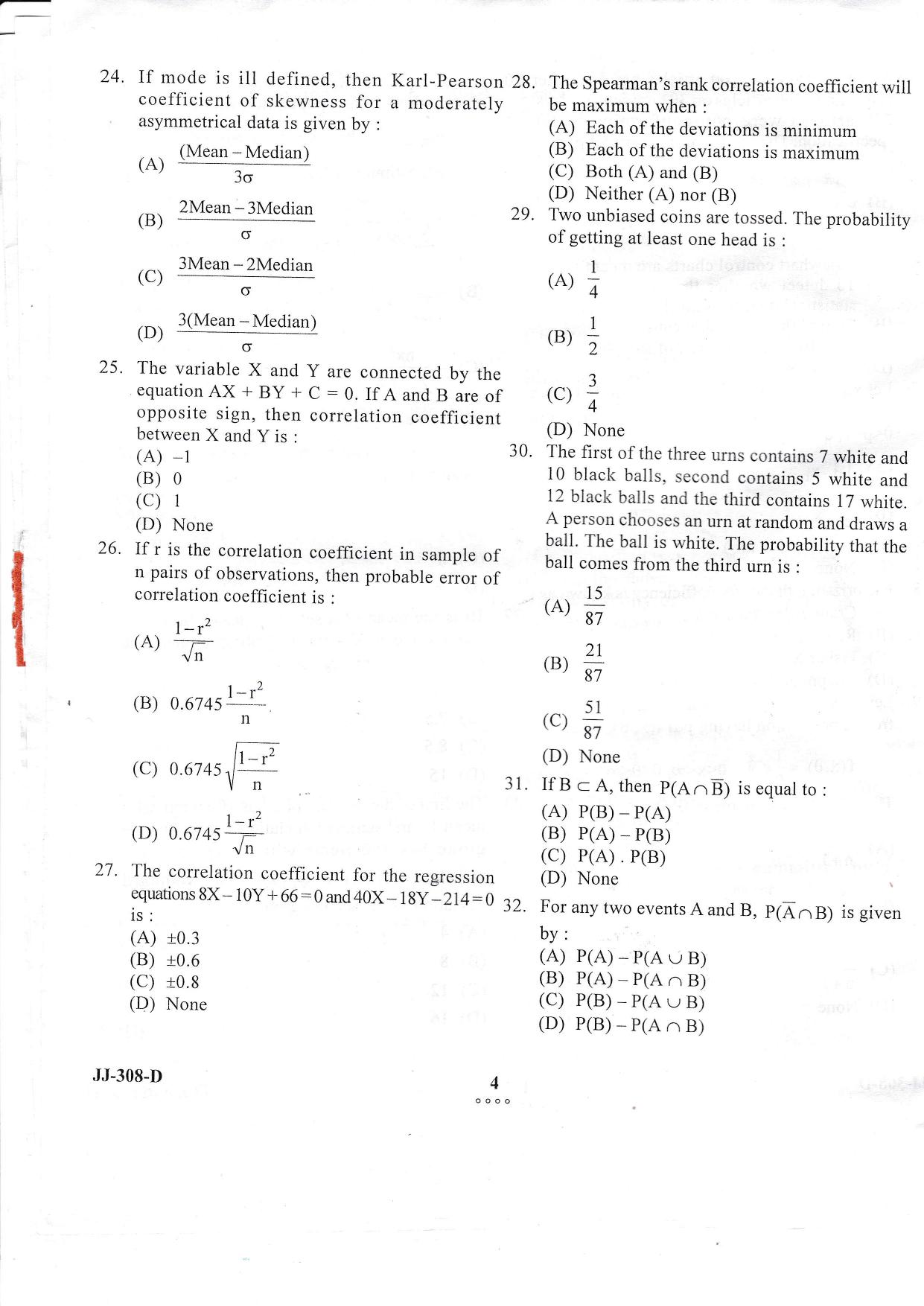 KUET 2024 M.A. Statistics Question Paper - Page 48