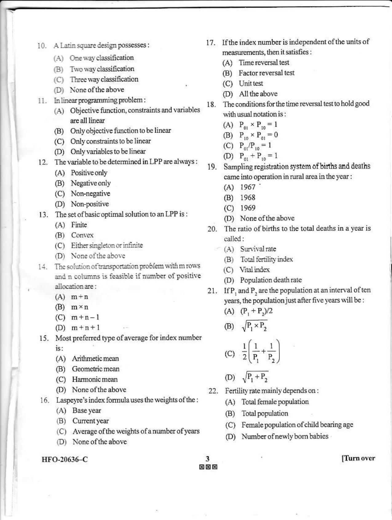 KUET 2024 M.A. Statistics Question Paper - Page 53