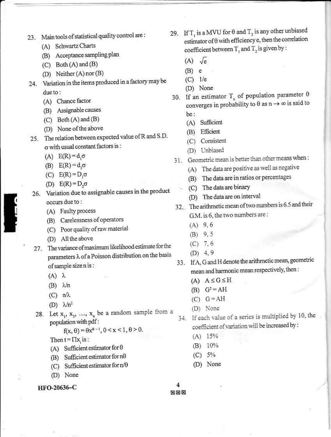 KUET 2024 M.A. Statistics Question Paper - Page 54
