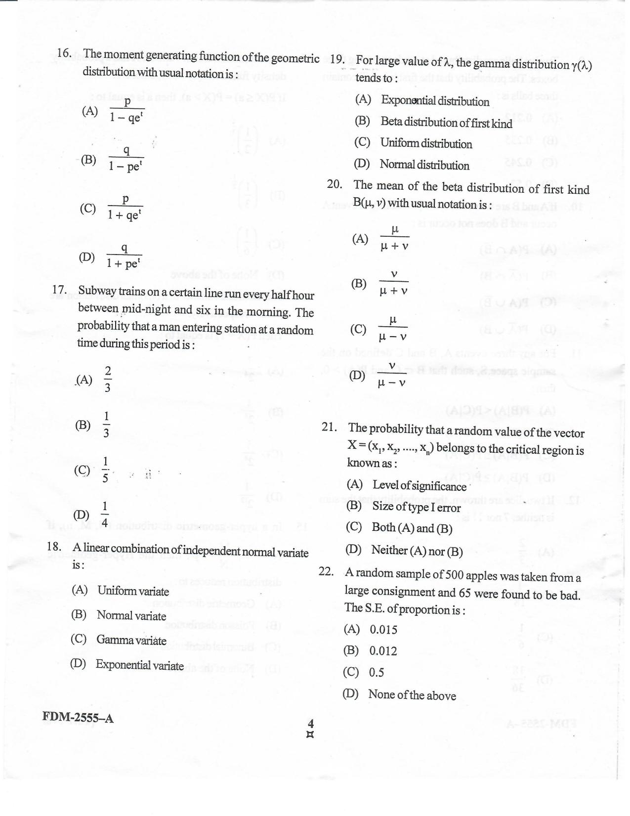 KUET 2024 M.A. Statistics Question Paper - Page 60