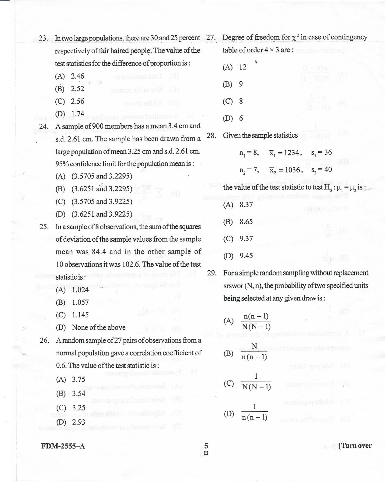 KUET 2024 M.A. Statistics Question Paper - Page 61