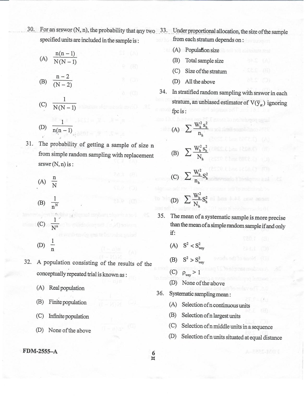 KUET 2024 M.A. Statistics Question Paper - Page 62