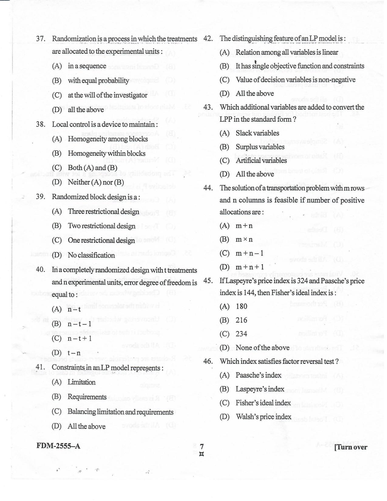 KUET 2024 M.A. Statistics Question Paper - Page 63