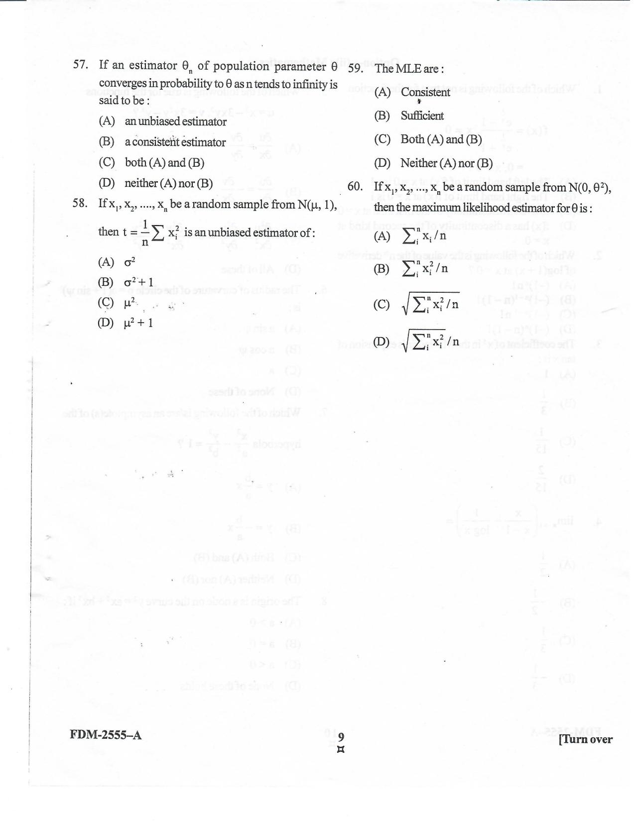 KUET 2024 M.A. Statistics Question Paper - Page 65