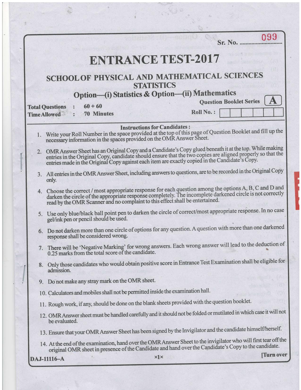 KUET 2024 M.A. Statistics Question Paper - Page 74