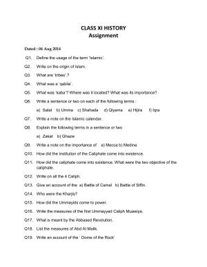 CBSE Worksheets for Class 11 History Assignment 1