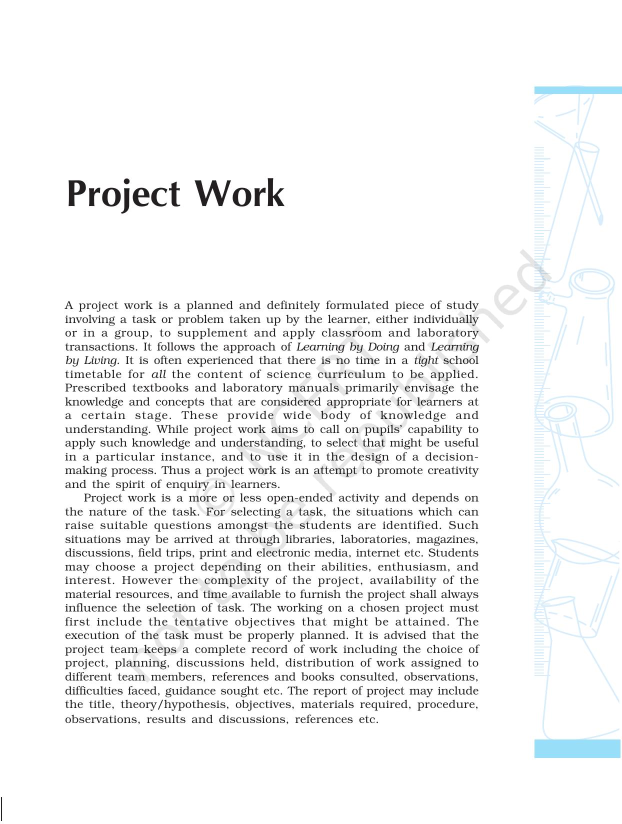 NCERT Laboratory Manuals for Class X Science - Project Work - Page 1