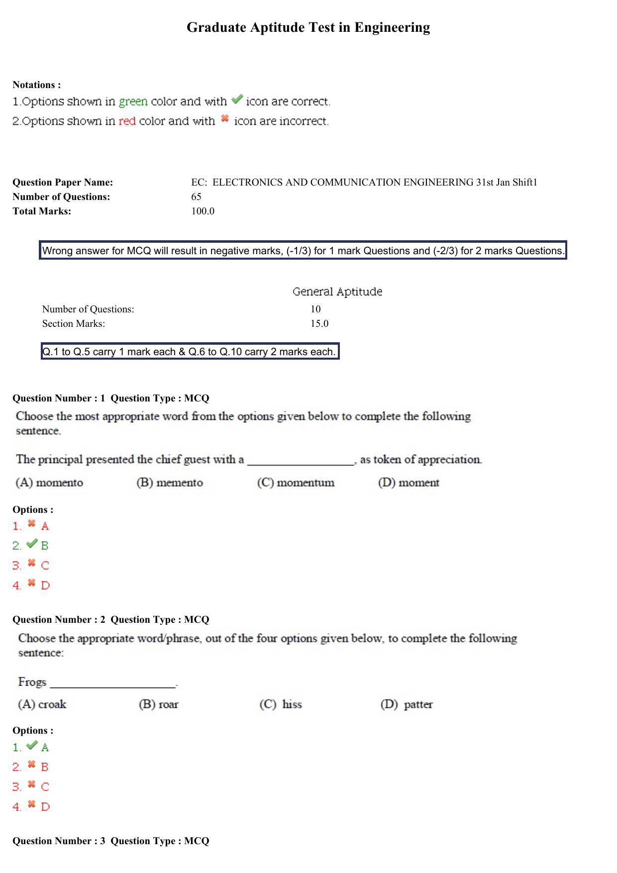 GATE 2015 Electronics and Communication Engineering (EC) Question Paper with Answer Key - Page 2