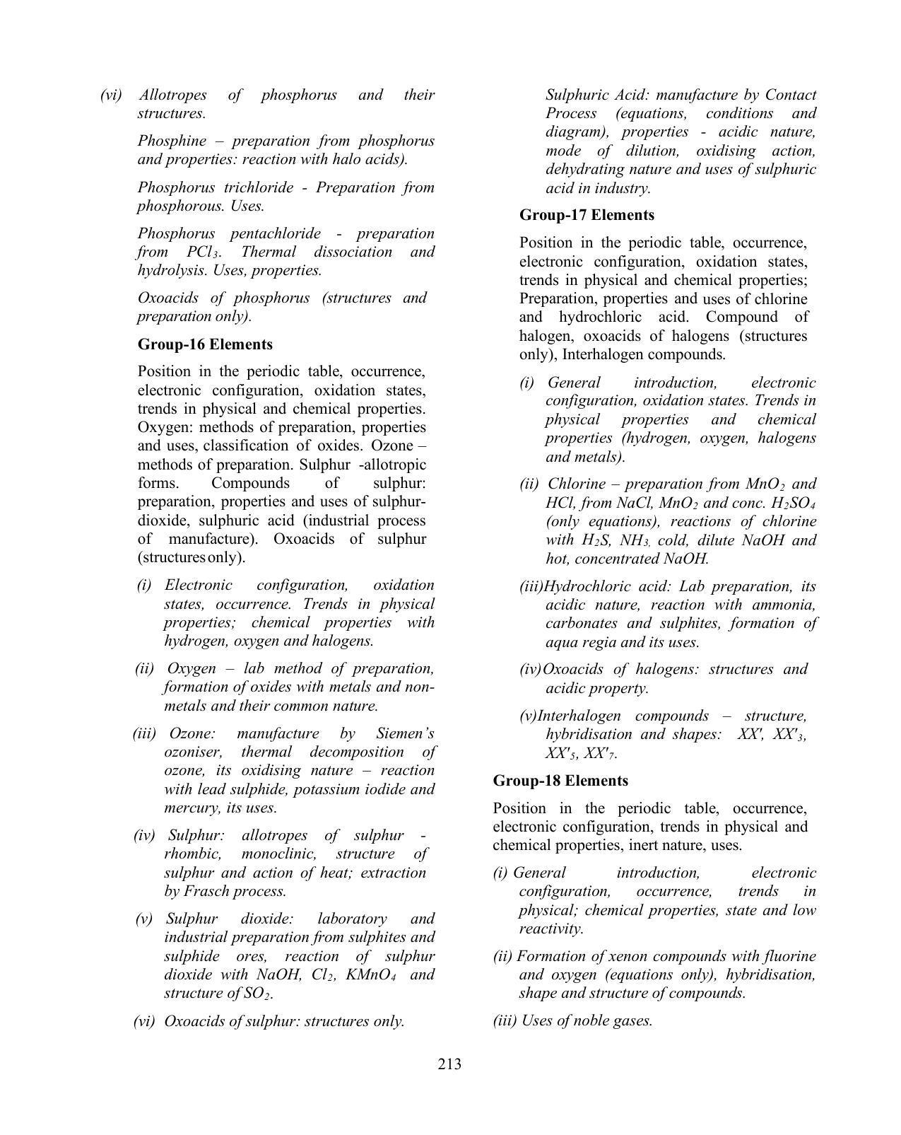 ISC Class XI & XII Chemistry Syllabus - Page 18