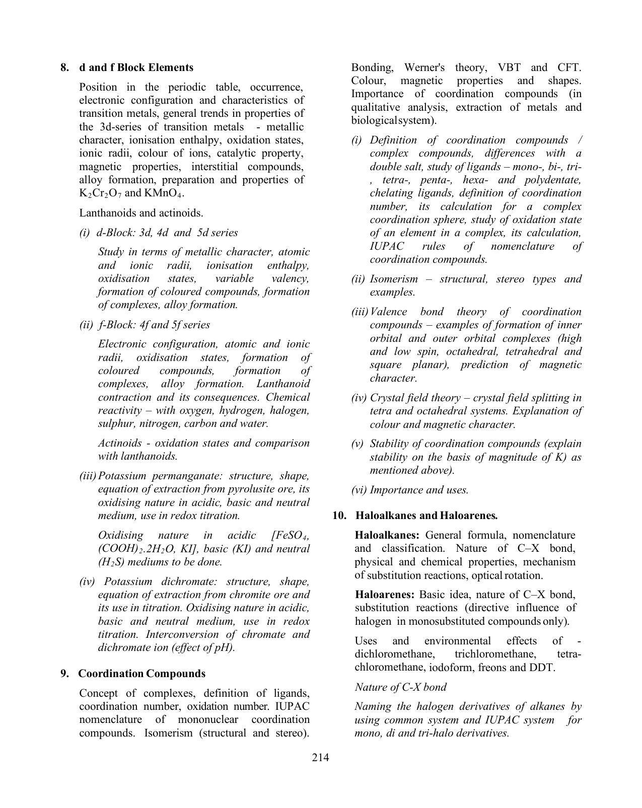 ISC Class XI & XII Chemistry Syllabus - Page 19