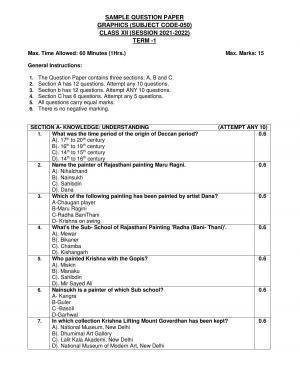CBSE Class 12th Graphic Sample Question Paper 2021-22