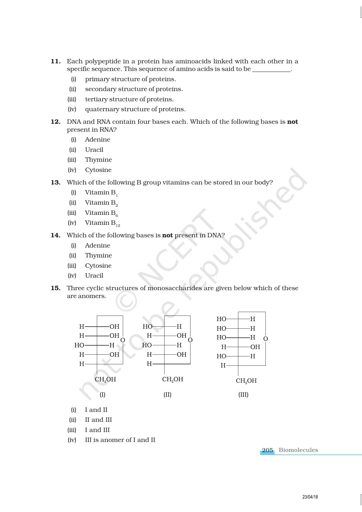 NCERT Exemplar Class 12: Chemistry - Biomolecules - Page 4