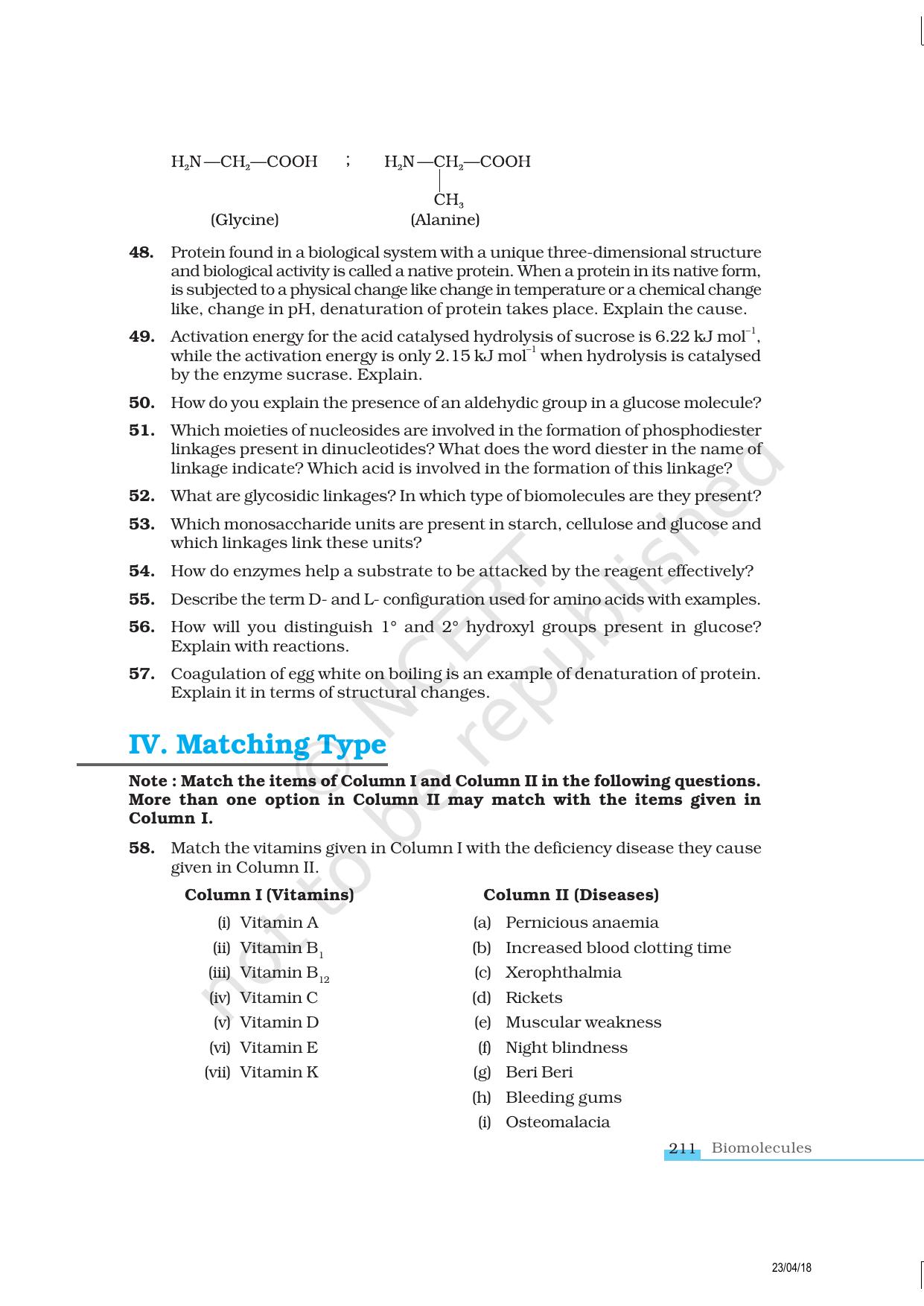 NCERT Exemplar Class 12: Chemistry - Biomolecules - Page 10