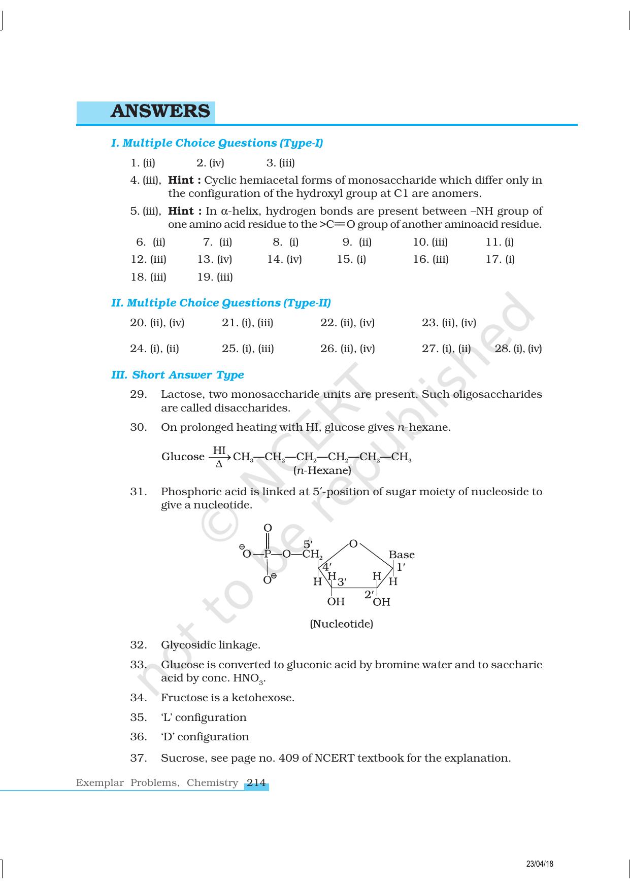 NCERT Exemplar Class 12: Chemistry - Biomolecules - Page 13