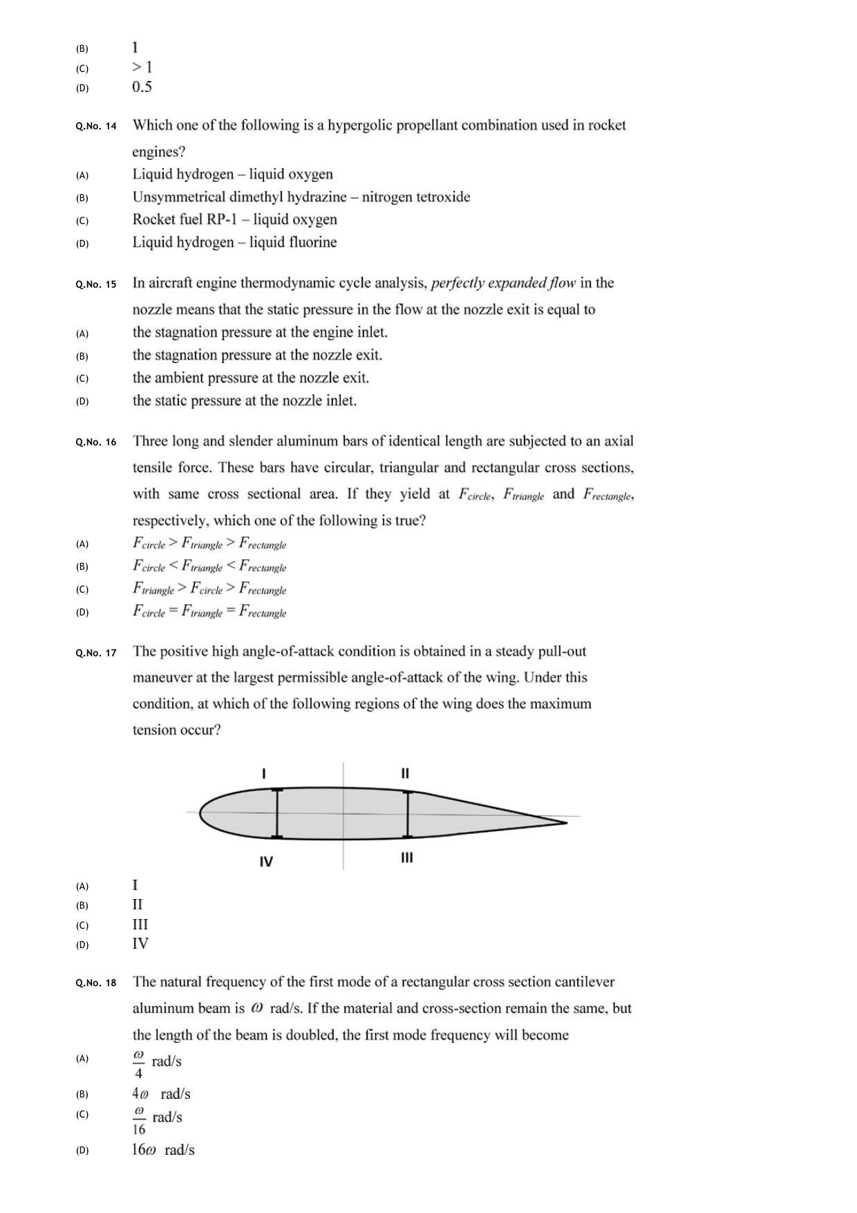 GATE 2020 Aerospace Engineering (AE) Question Paper - Page 6