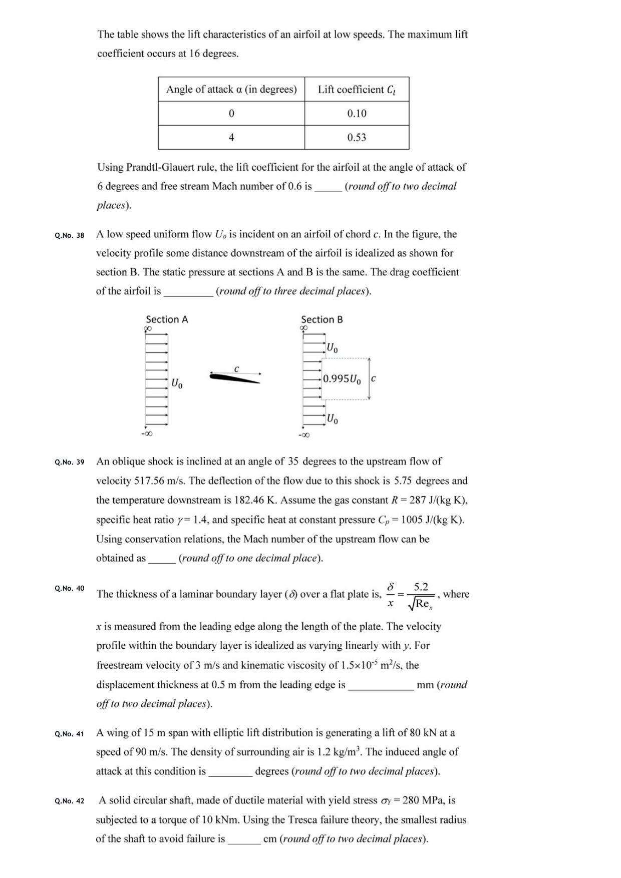 GATE 2020 Aerospace Engineering (AE) Question Paper - Page 12