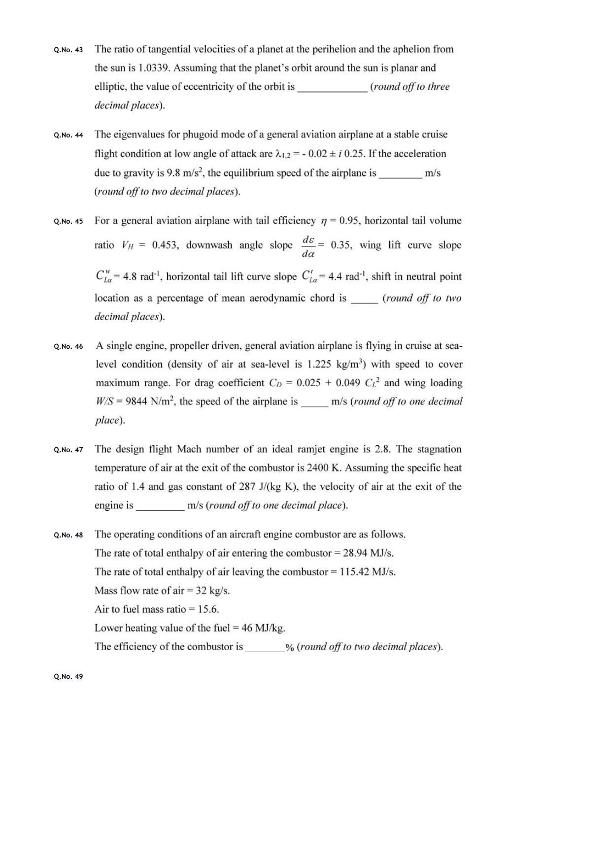 GATE 2020 Aerospace Engineering (AE) Question Paper - Page 13