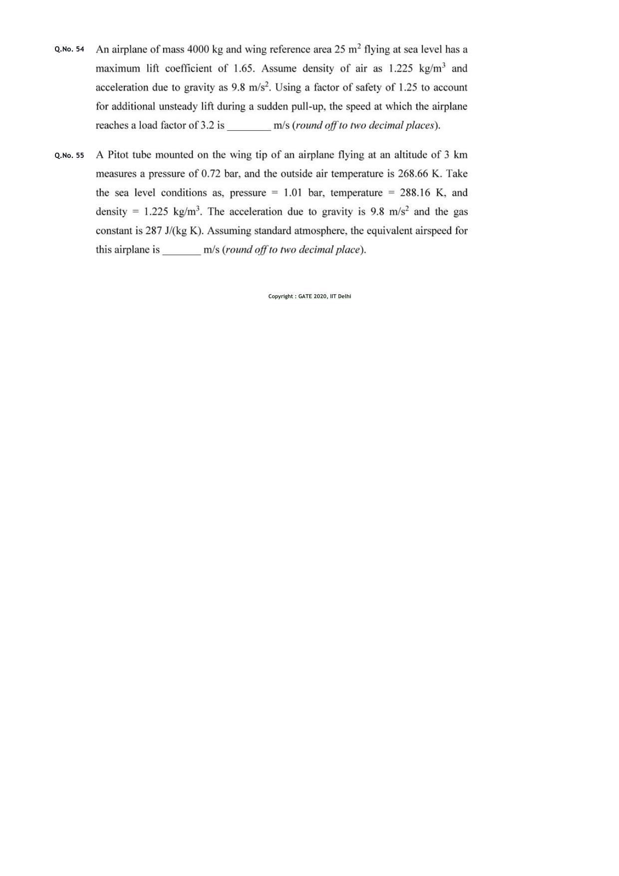 GATE 2020 Aerospace Engineering (AE) Question Paper - Page 15