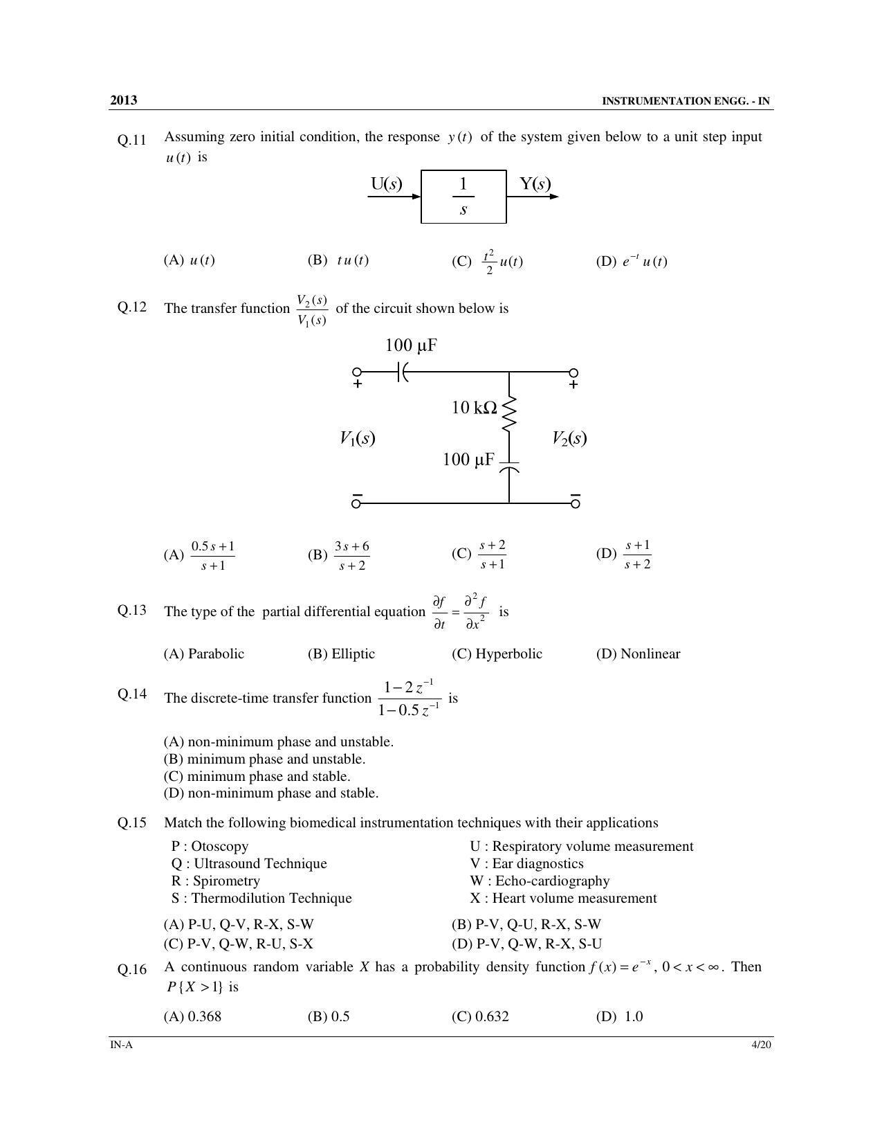 GATE 2013 Instrumentation Engineering (IN) Question Paper with Answer Key - Page 5