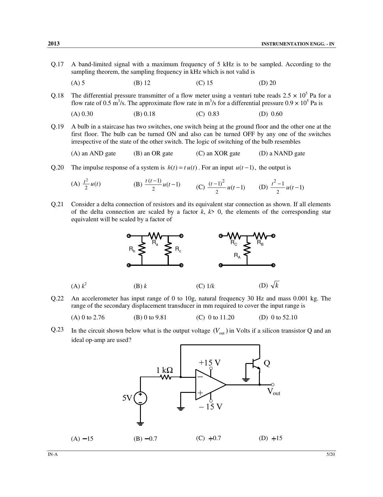 GATE 2013 Instrumentation Engineering (IN) Question Paper with Answer Key - Page 6