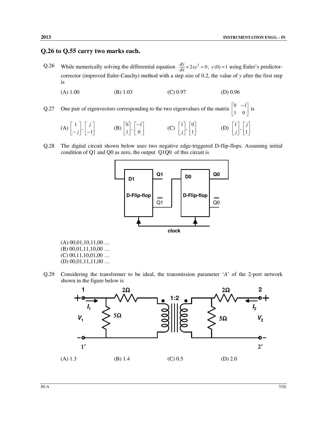 GATE 2013 Instrumentation Engineering (IN) Question Paper with Answer Key - Page 8