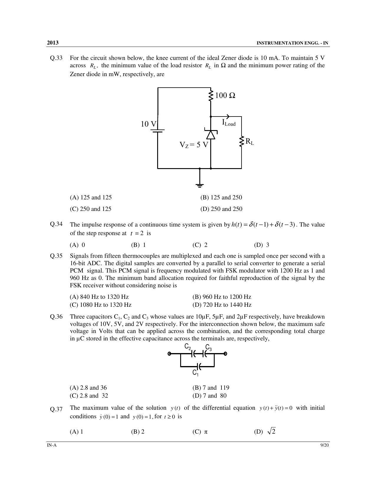GATE 2013 Instrumentation Engineering (IN) Question Paper with Answer Key - Page 10