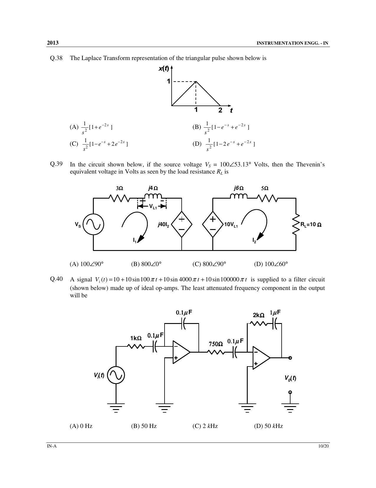 GATE 2013 Instrumentation Engineering (IN) Question Paper with Answer Key - Page 11