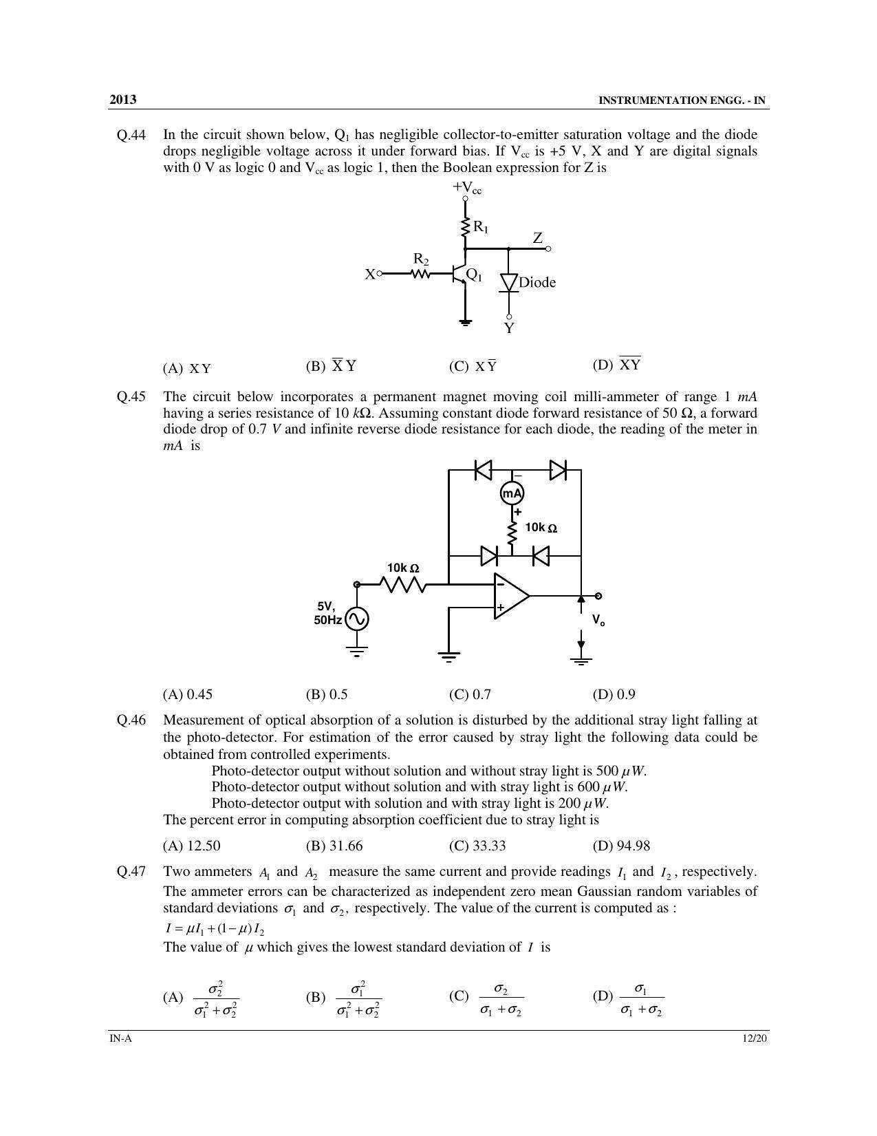 GATE 2013 Instrumentation Engineering (IN) Question Paper with Answer Key - Page 13
