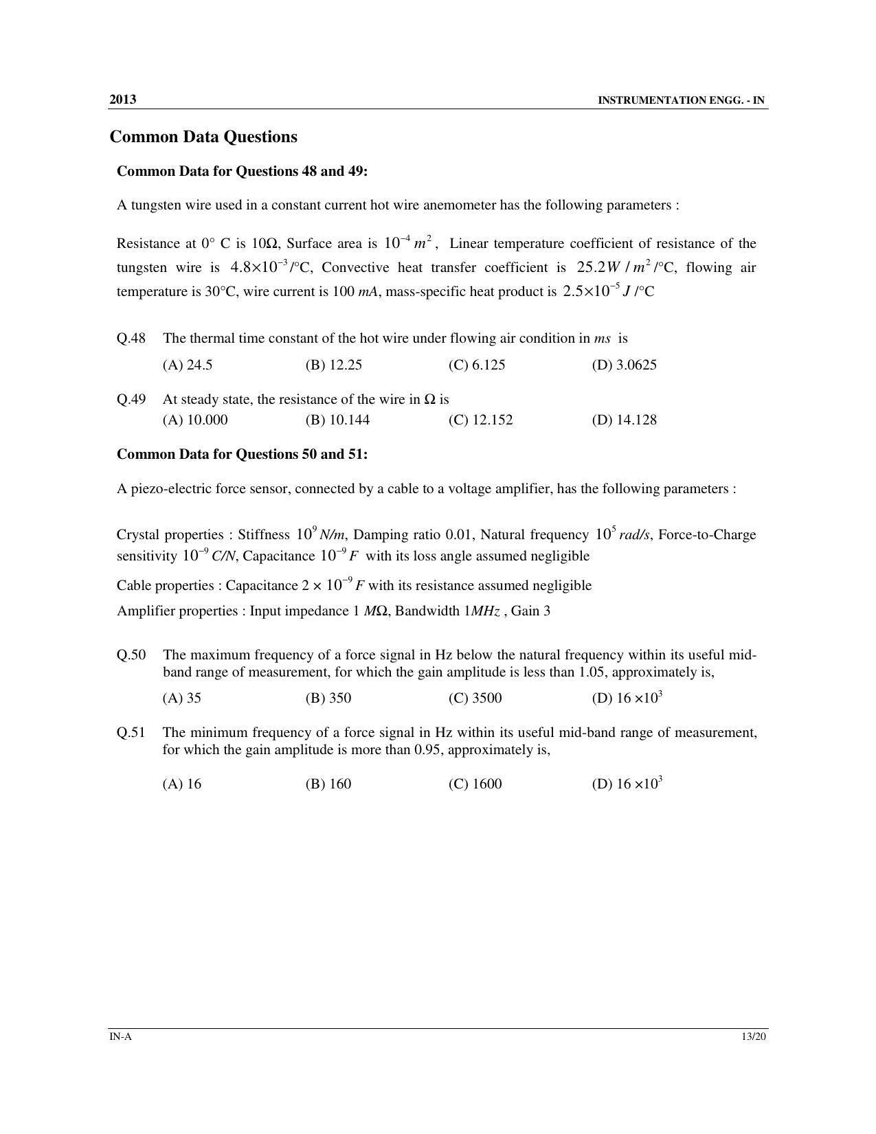 GATE 2013 Instrumentation Engineering (IN) Question Paper with Answer Key - Page 14