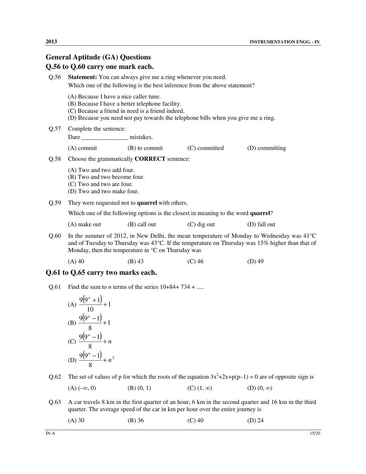 GATE 2013 Instrumentation Engineering (IN) Question Paper with Answer Key - Page 16